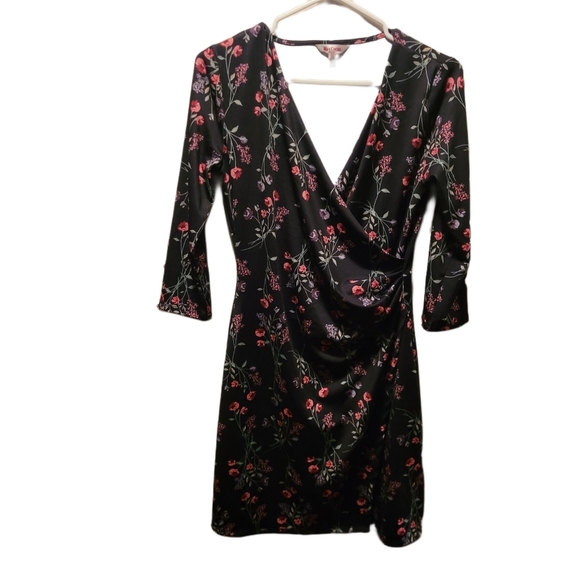 Max Coco Black and Pink Floral Print Dress XS - Picture 3 of 7